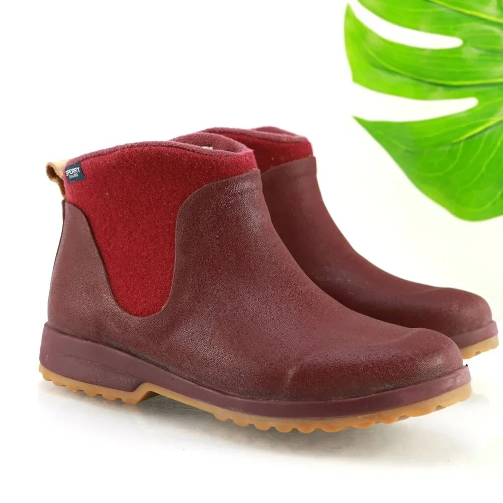 Sperry Womens Maritime Gale Boot Size 9 Burgundy Waterproof Snow Pull On Chelsea - Picture 1 of 12